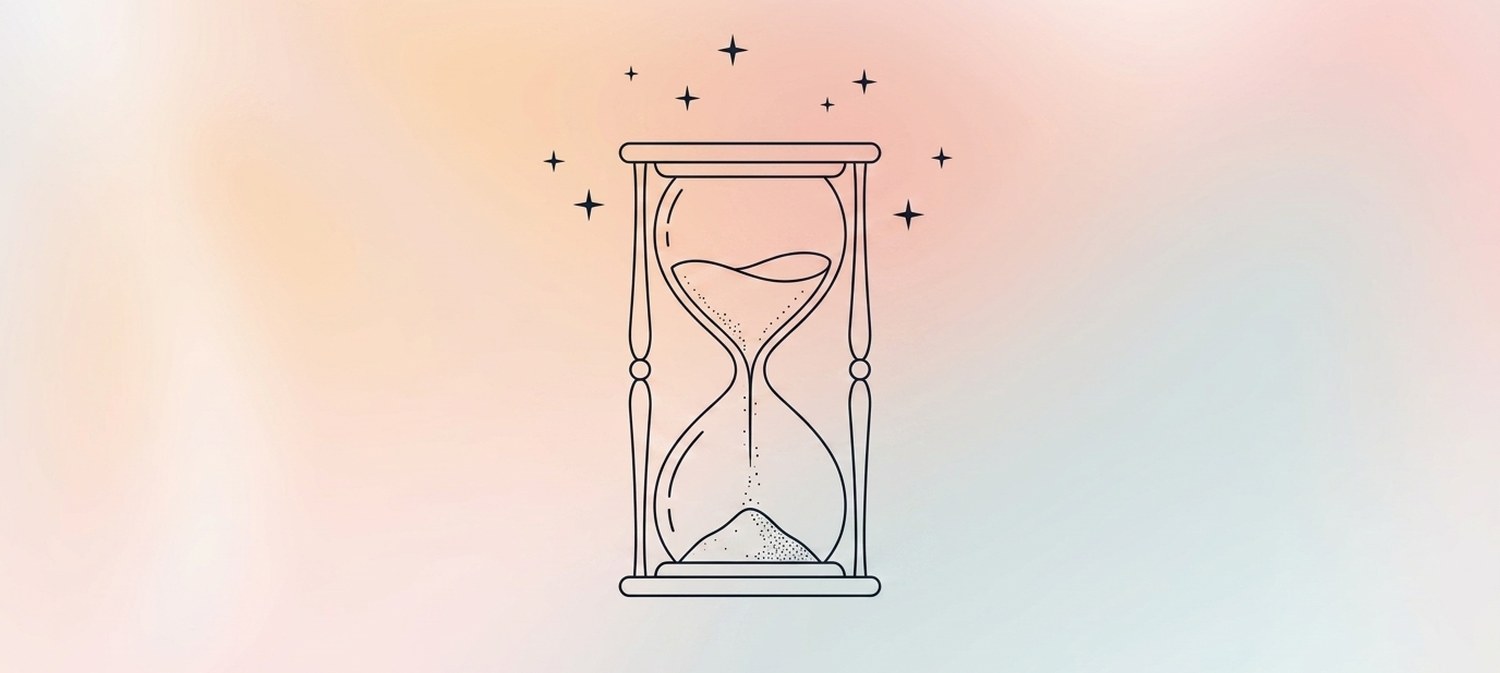 Illustration of a glass hourglass