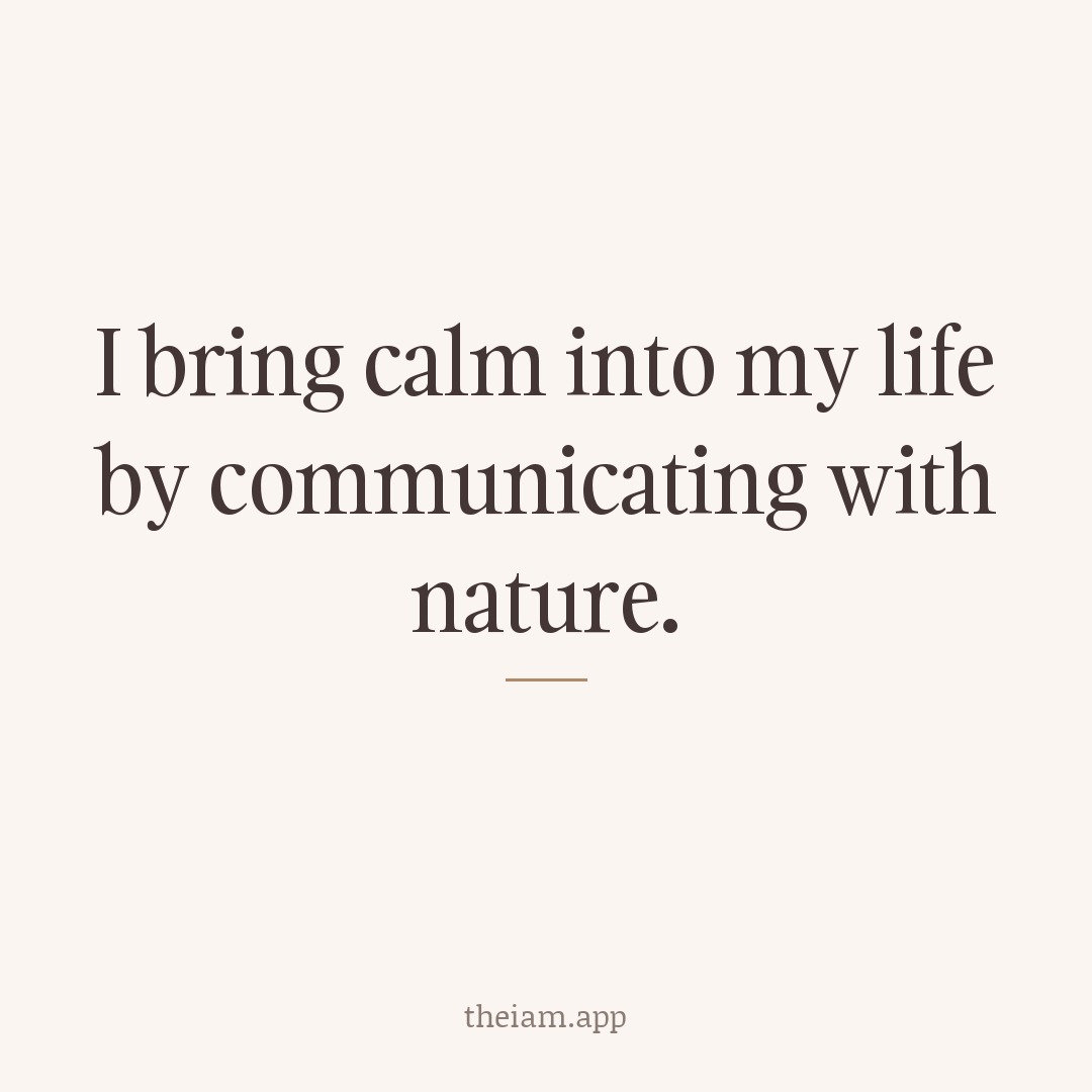 I bring calm into my life by communicating with nature.