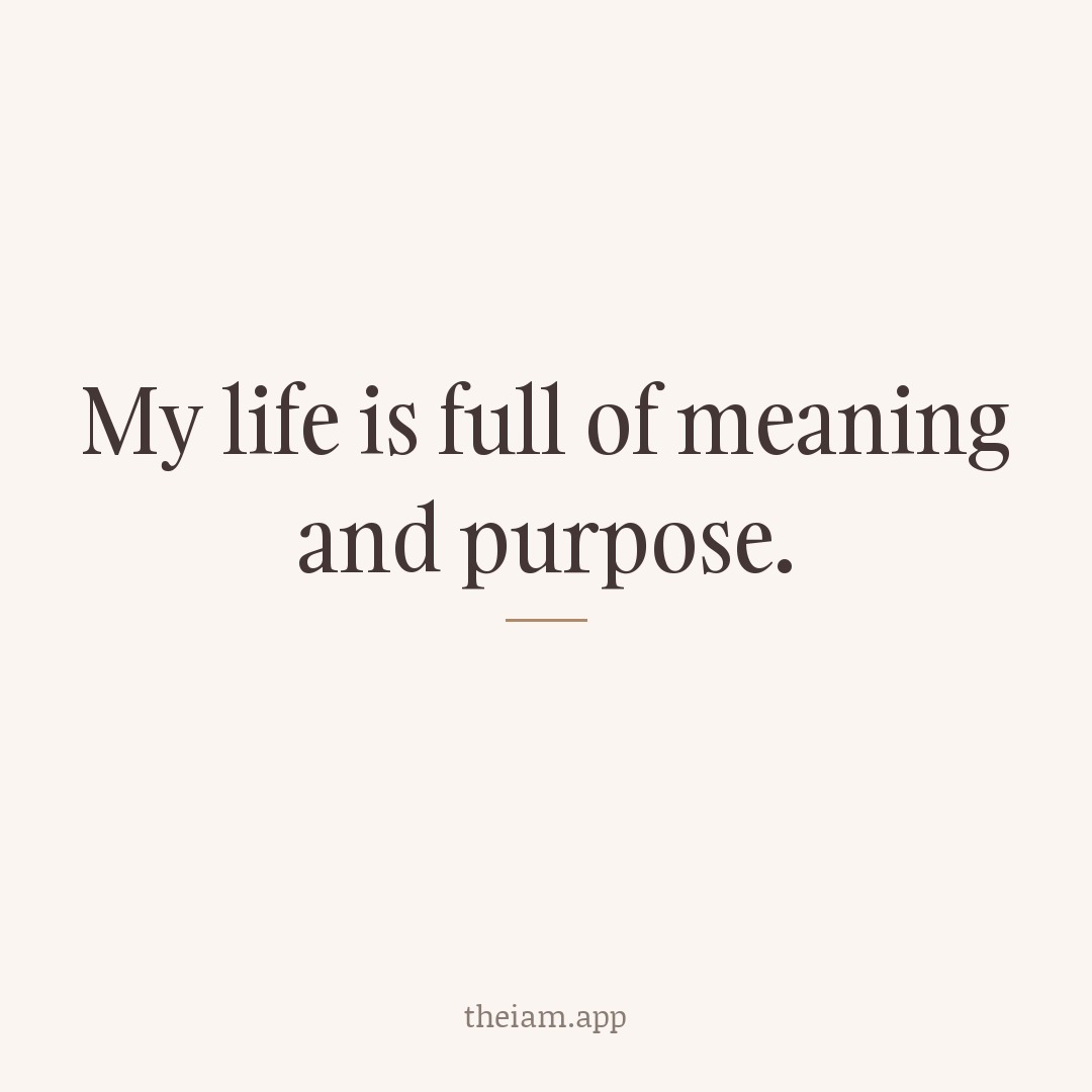 My life is full of meaning and purpose.