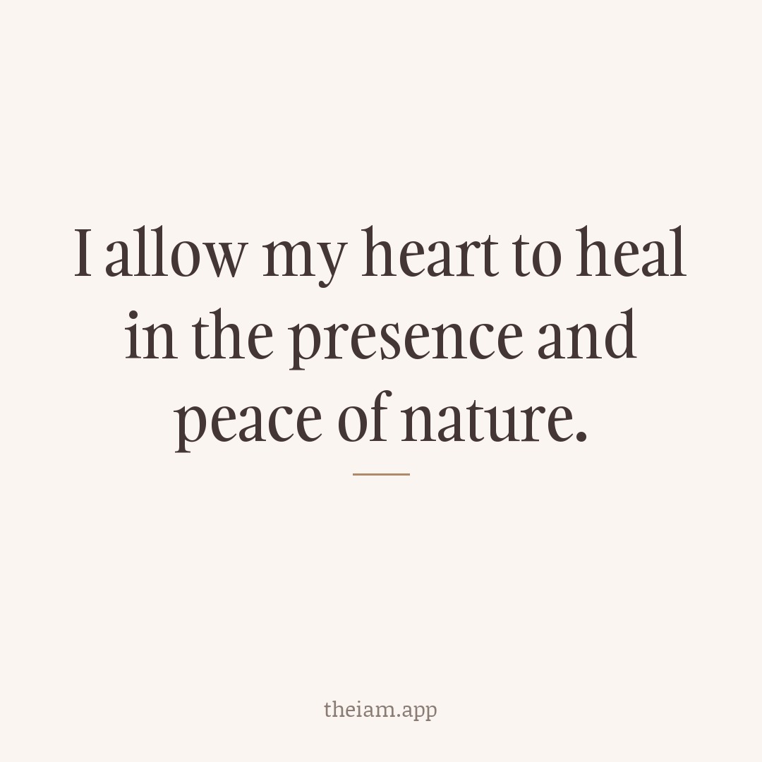 I allow my heart to heal in the presence and peace of nature.
