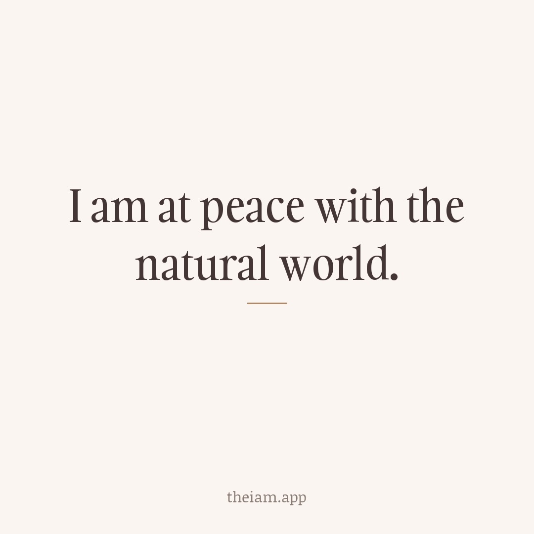 I am at peace with the natural world.