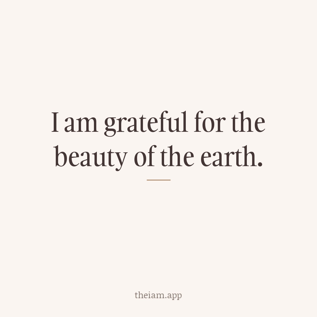 I am grateful for the beauty of the earth.