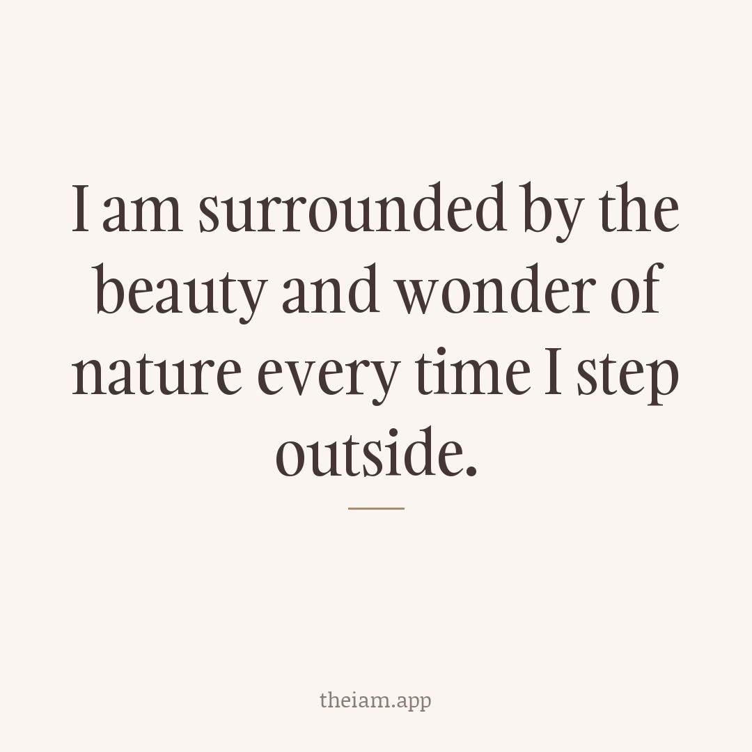 I am surrounded by the beauty and wonder of nature every time I step outside.
