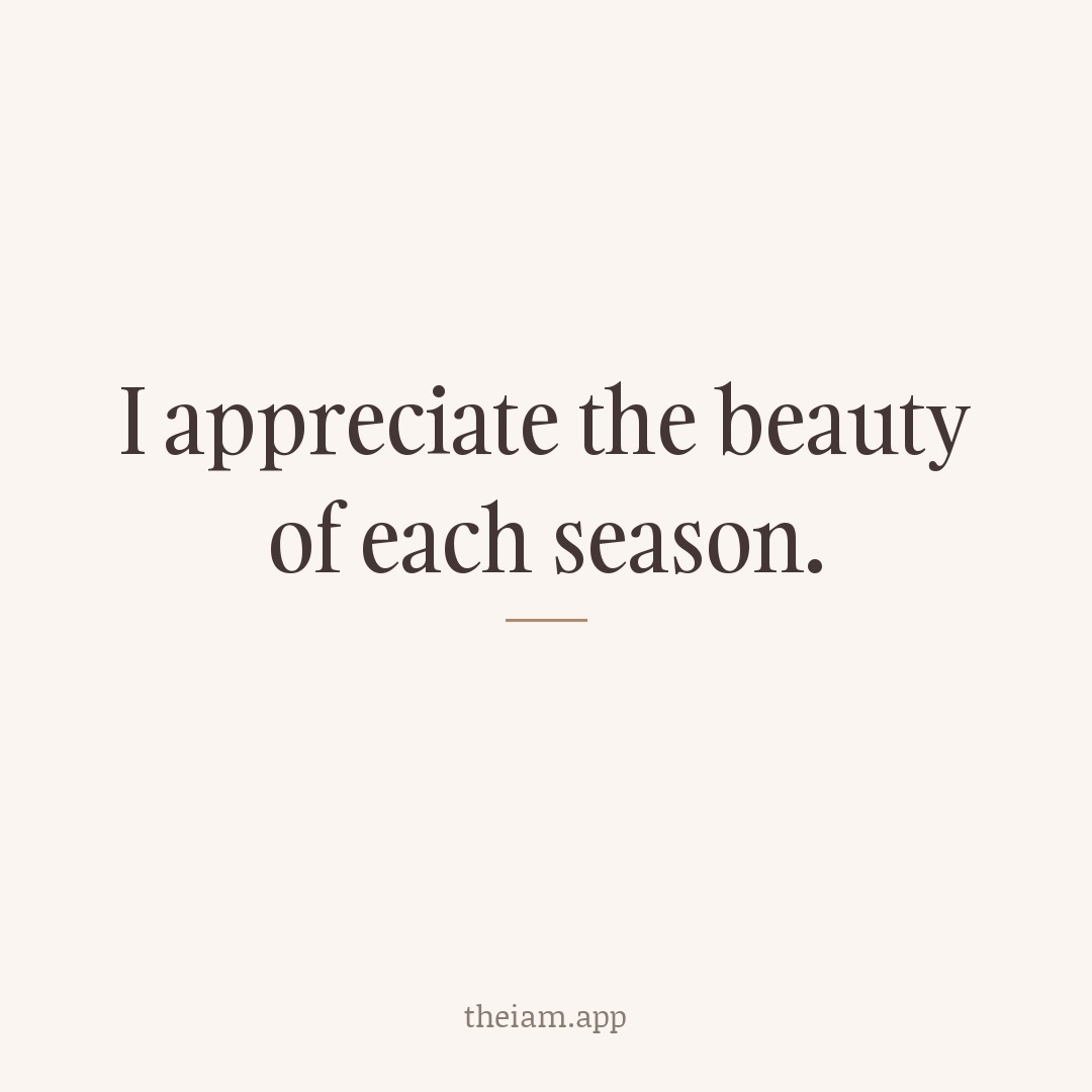 I appreciate the beauty of each season.