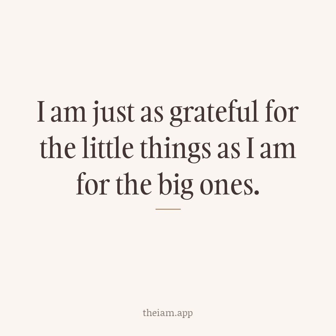 I am just as grateful for the little things as I am for the big ones.