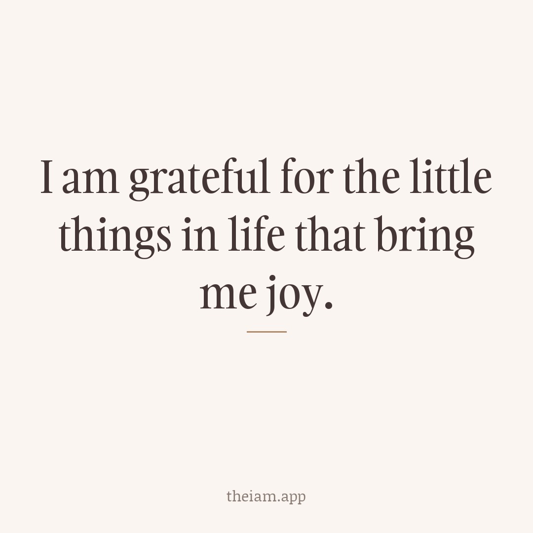 I am grateful for the little things in life that bring me joy.