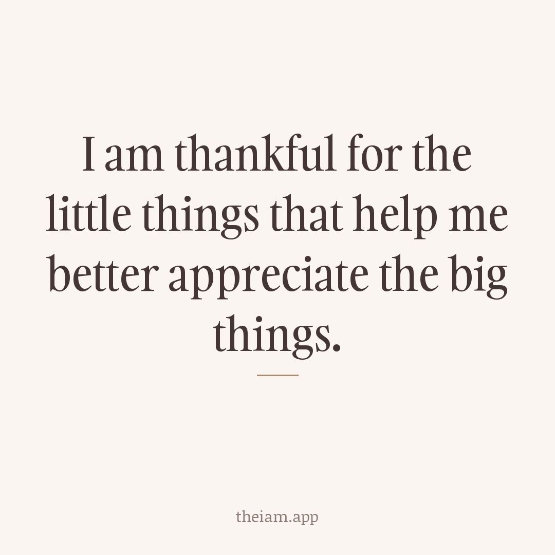 I am thankful for the little things that help me better appreciate the big things.