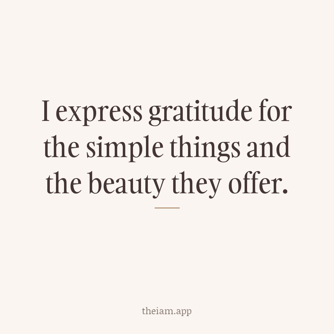 I express gratitude for the simple things and the beauty they offer.