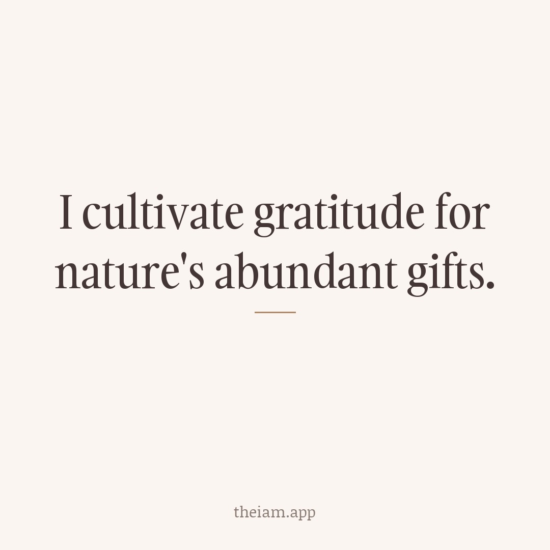 I cultivate gratitude for nature's abundant gifts.