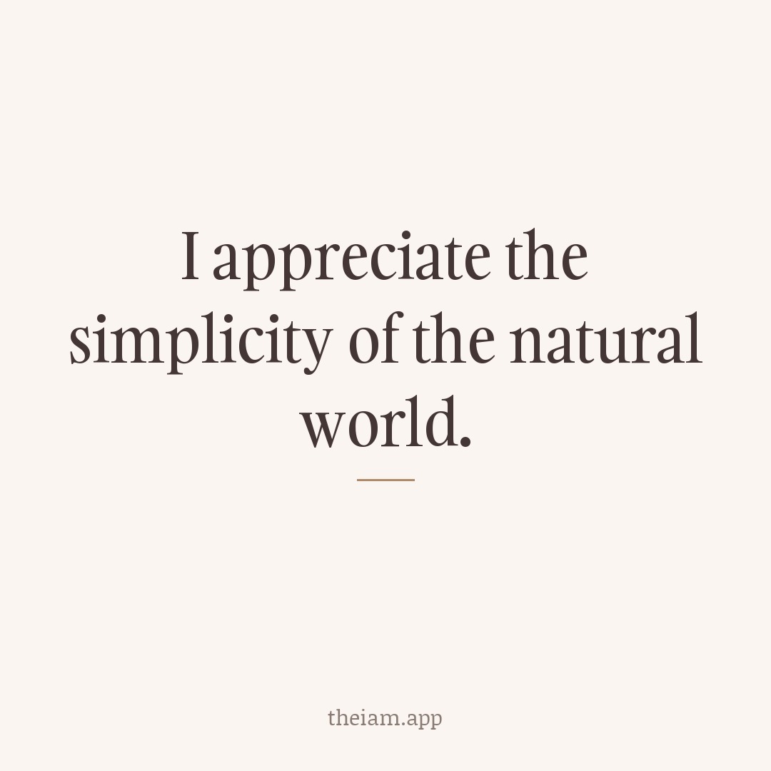 I appreciate the simplicity of the natural world.