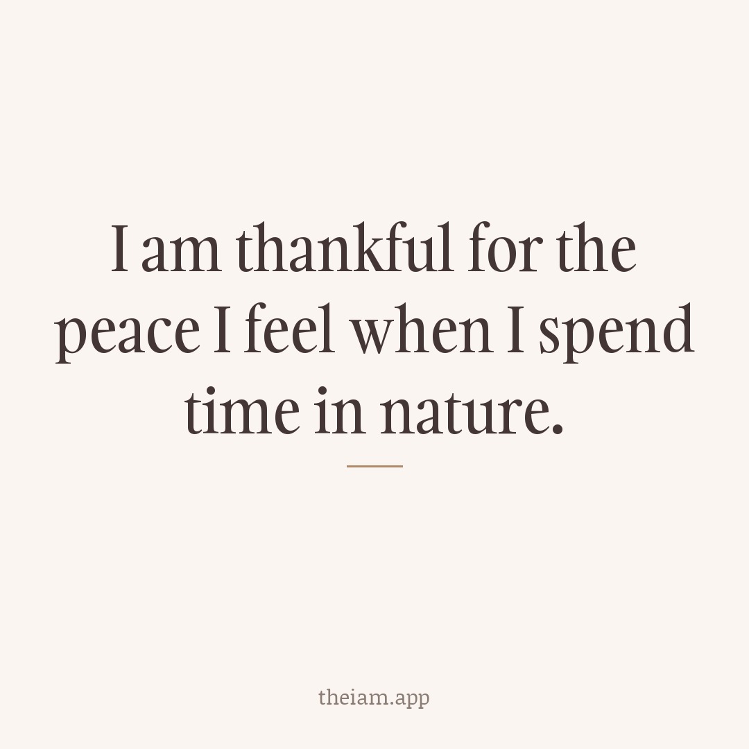 I am thankful for the peace I feel when I spend time in nature.