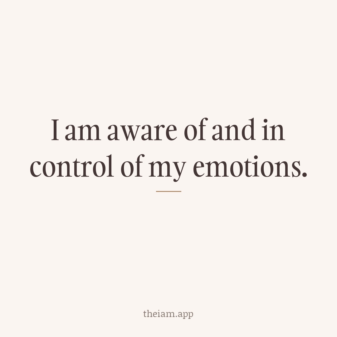 I am aware of and in control of my emotions.