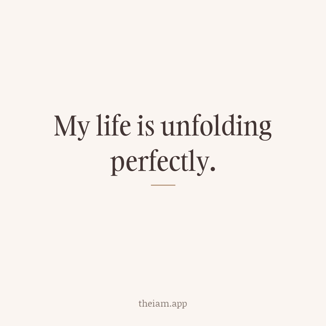 My life is unfolding perfectly.