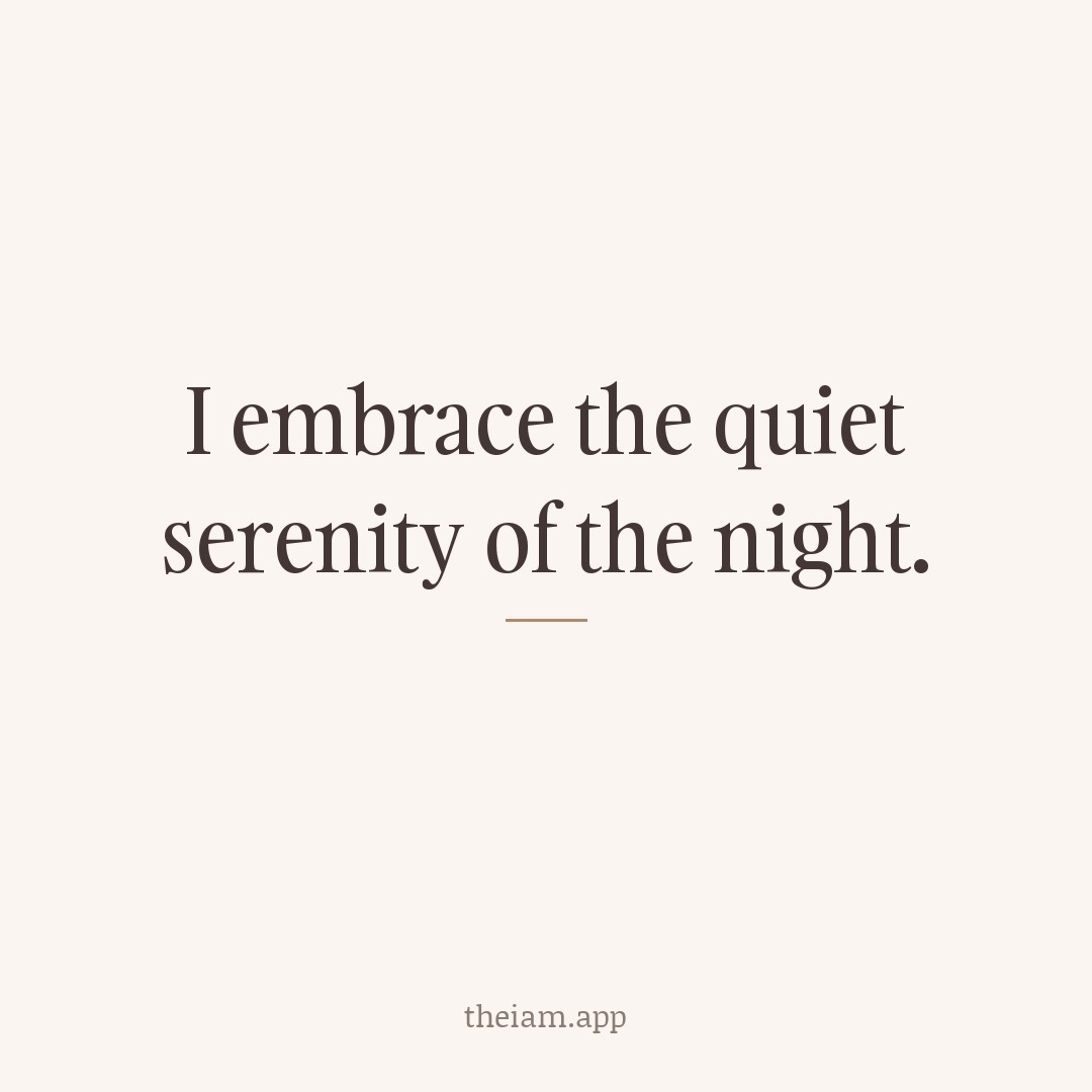 I embrace the quiet serenity of the night.