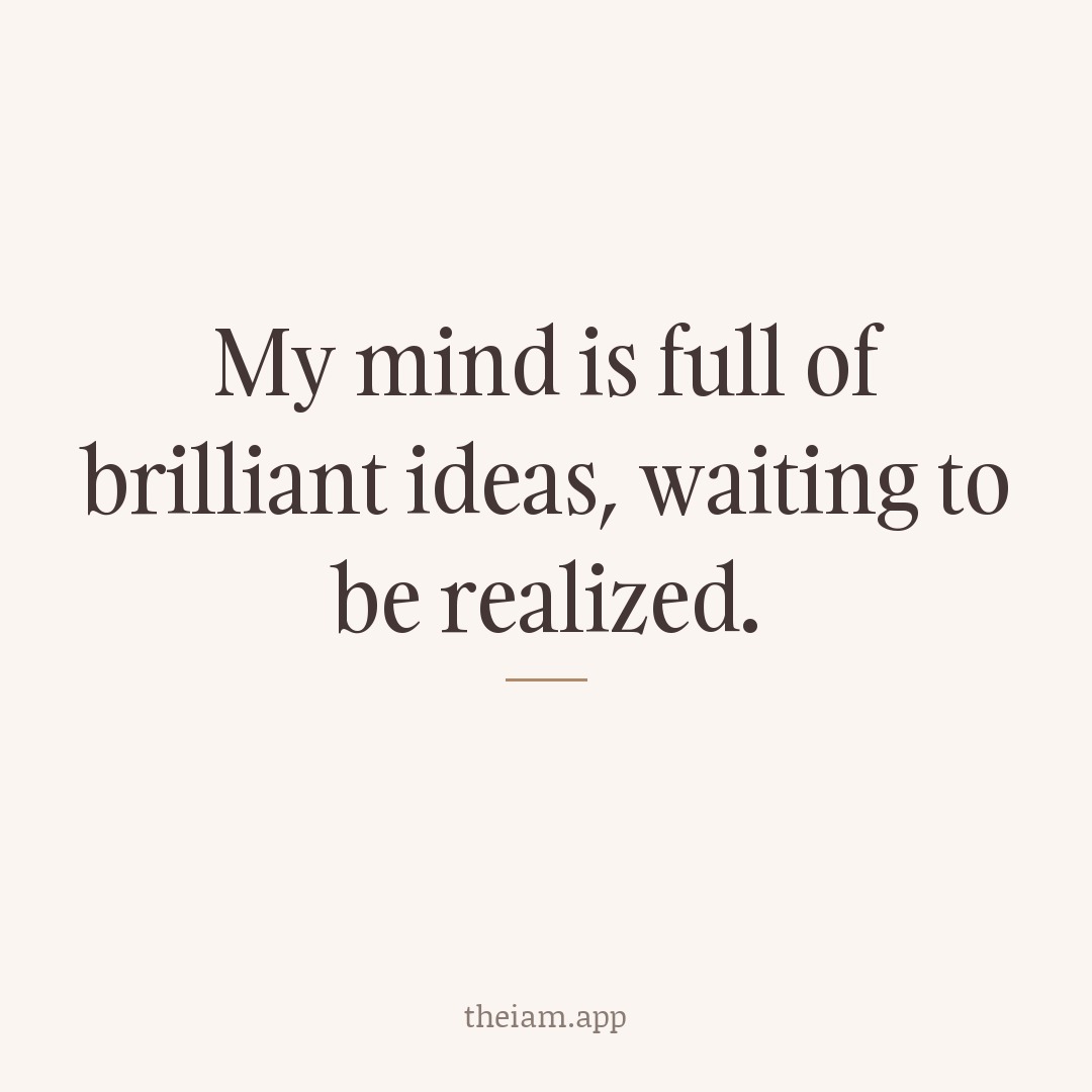 My mind is full of brilliant ideas, waiting to be realized.