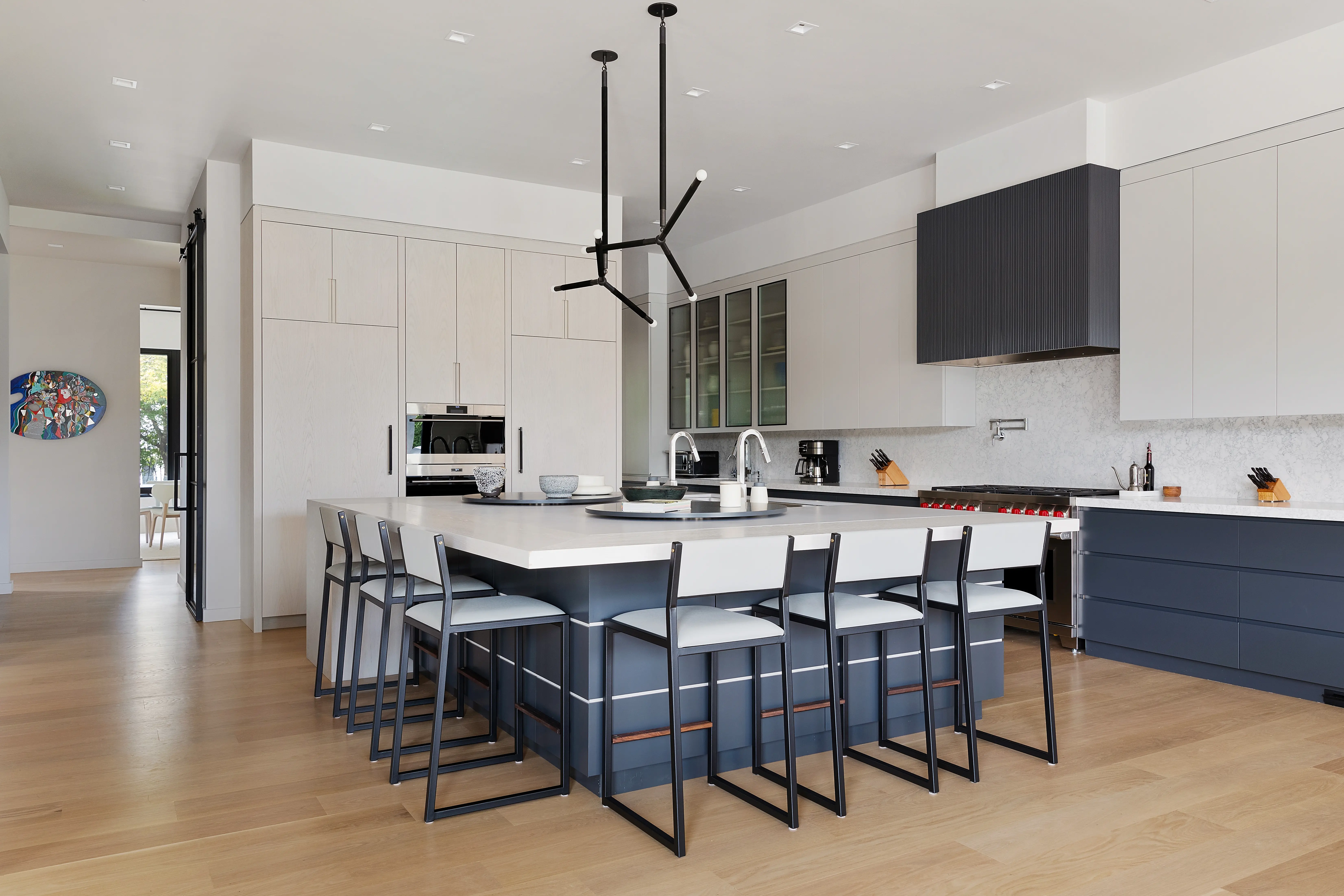 Luxury residential kitchen interior with modern minimalist design 