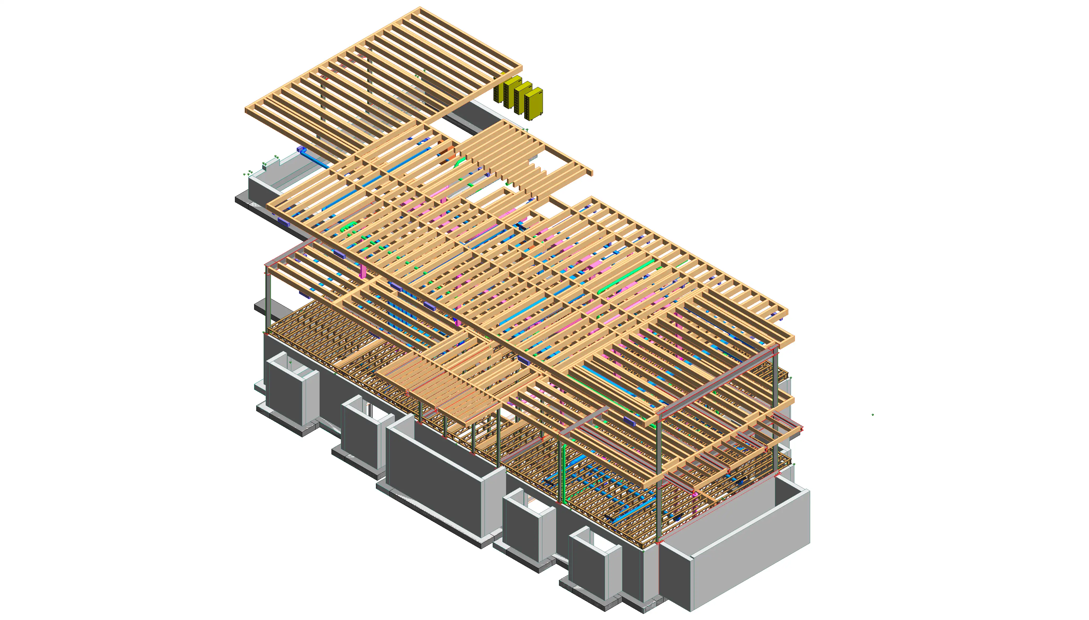 3D structural modeling and framing plan for a custom home construction