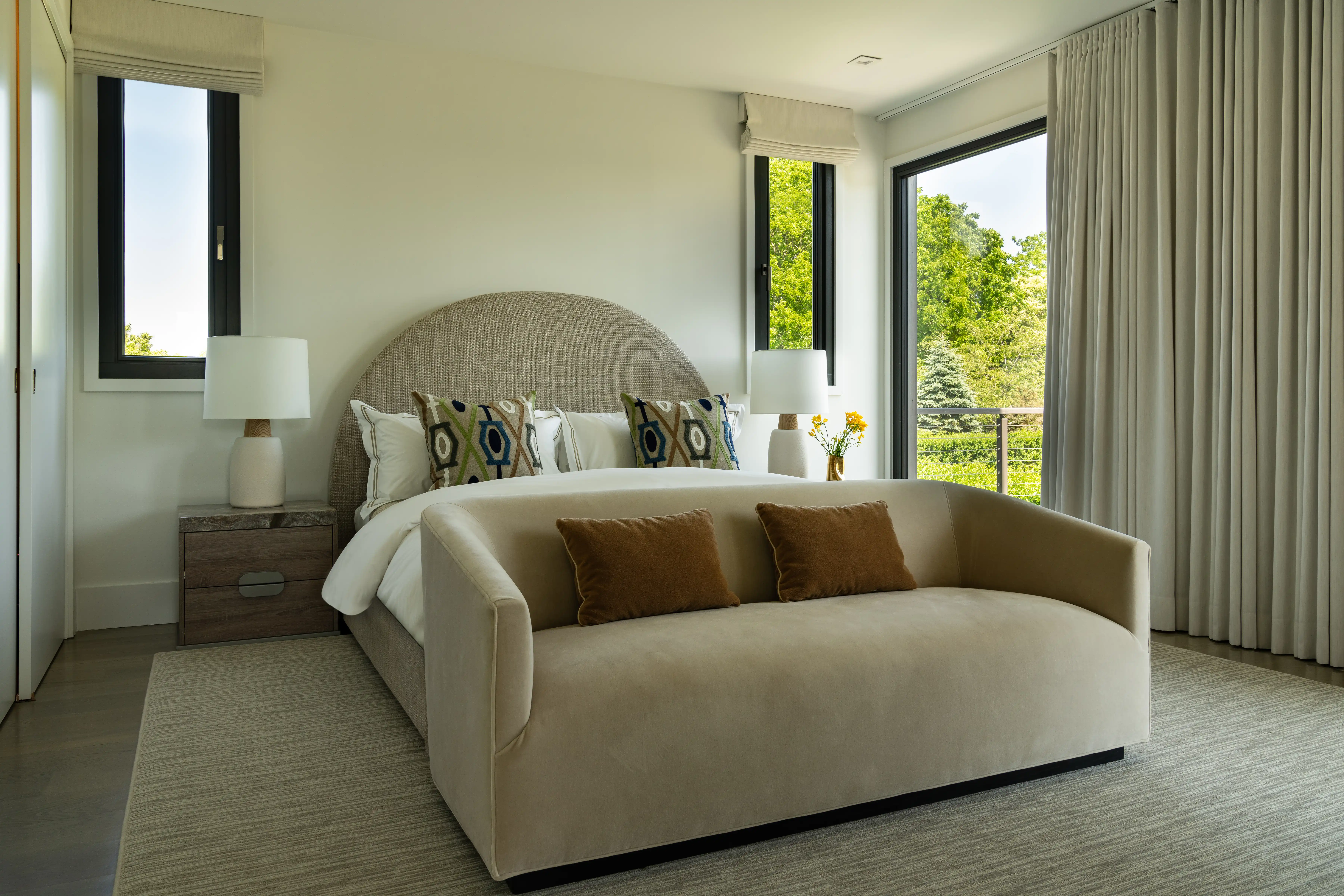 Modern bedroom interior inside a luxury custom-built residence