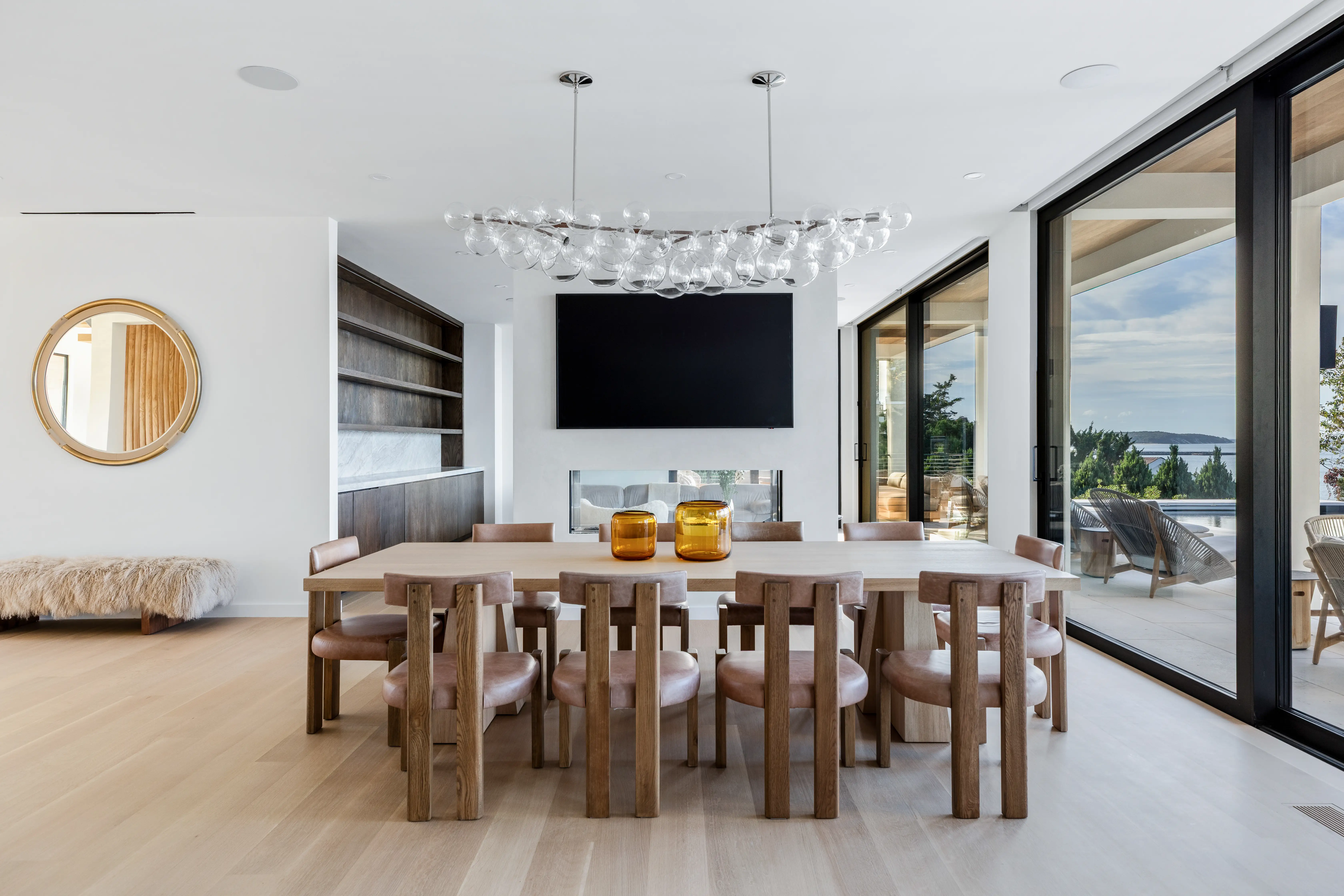 Residential dining room with minimalist decor and premium finishes