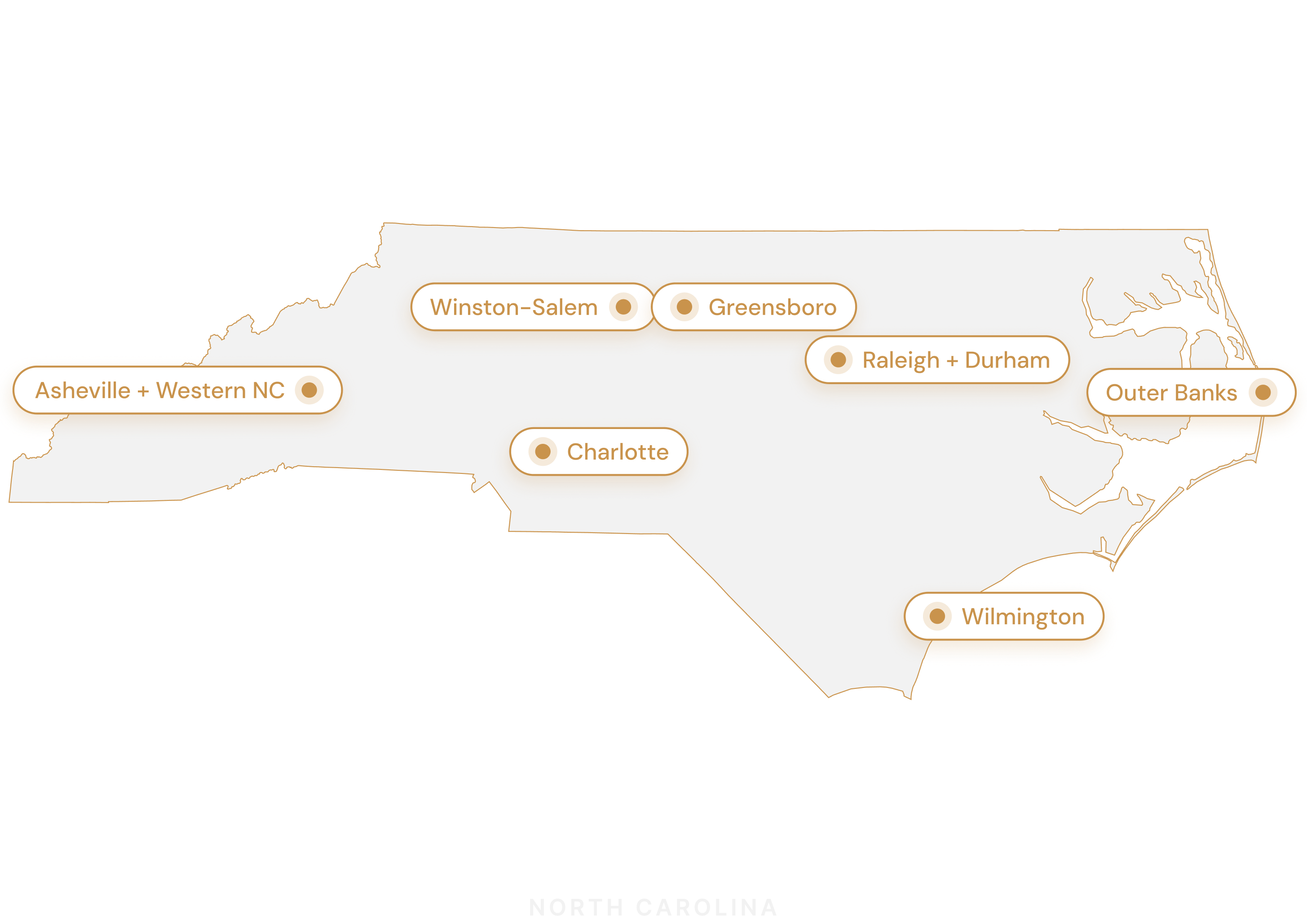 Map of North Carolina highlighting BuildLabs service areas
