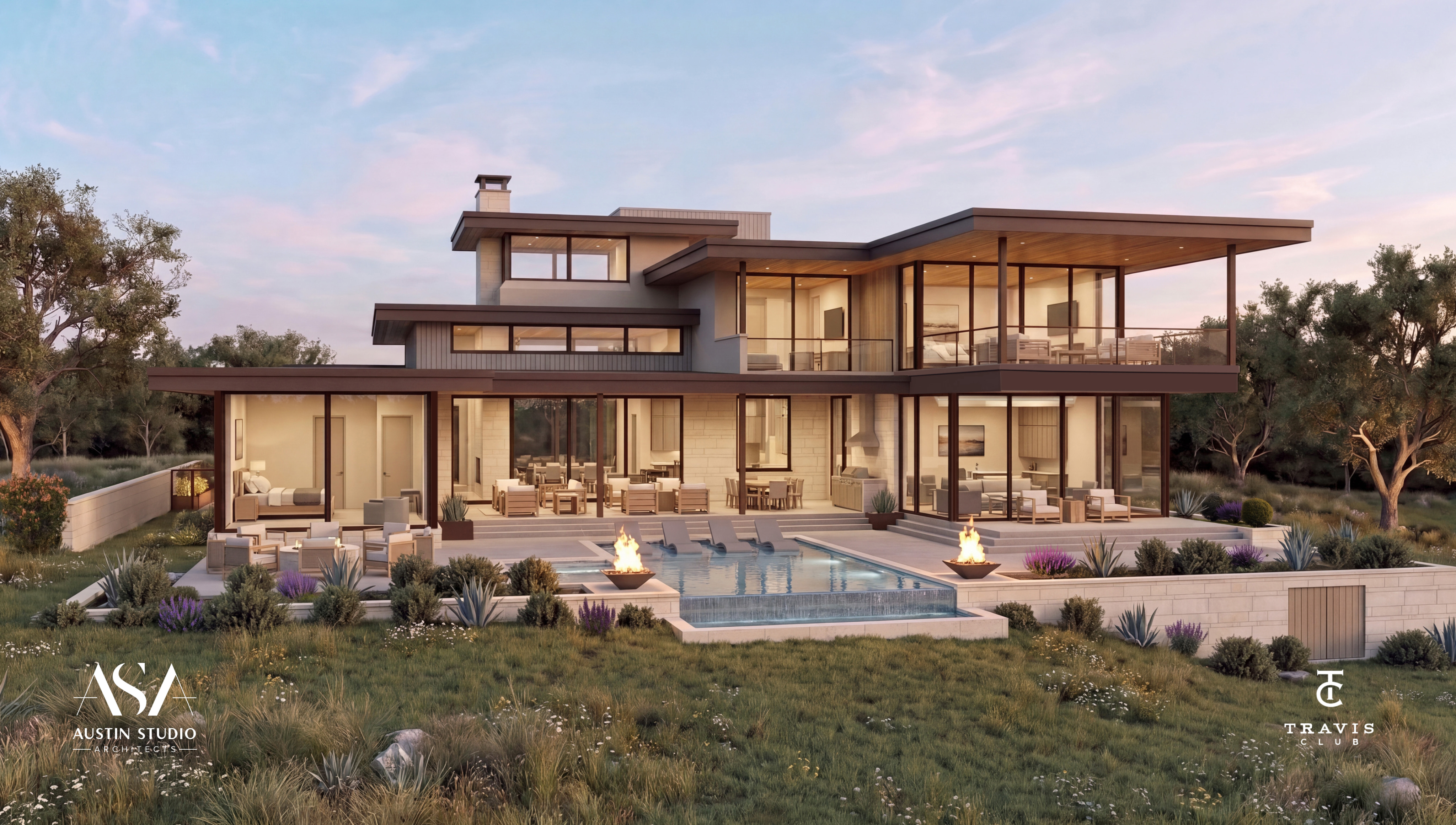 Modern Travis Club home with resort-style swimming pool
