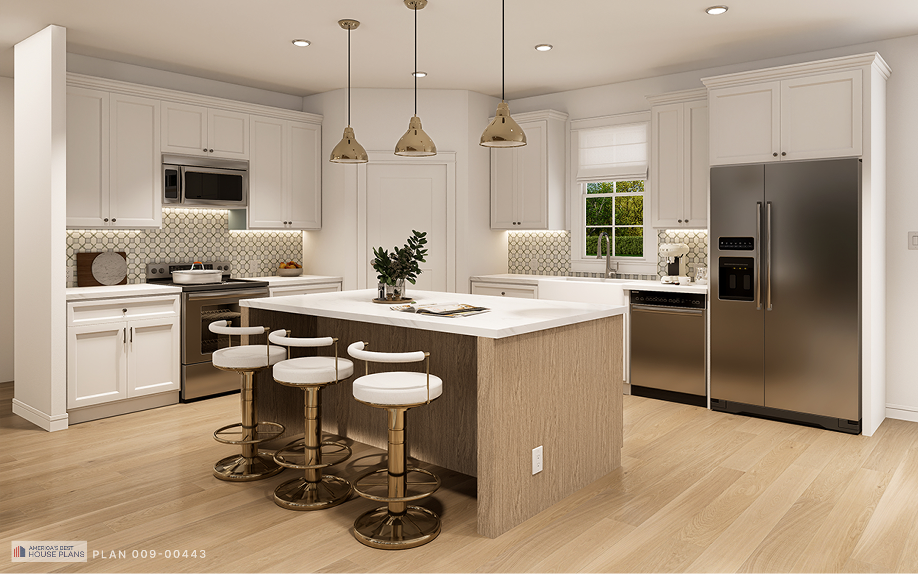 Open-concept kitchen with large island