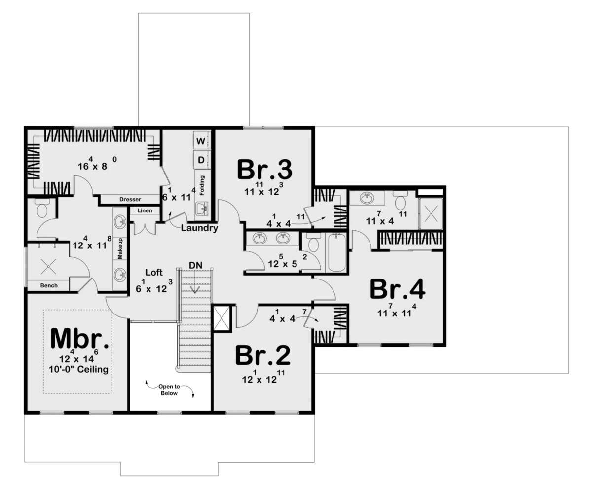 Cape Cod house second floor plan
