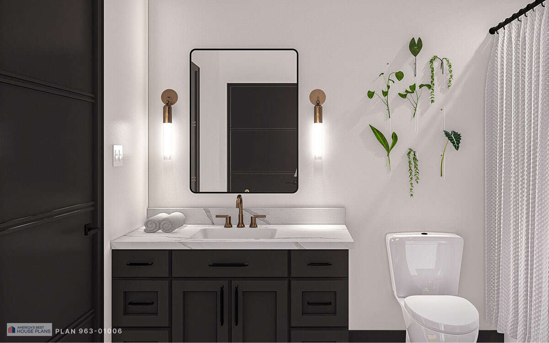 Contemporary bathroom with a black vanity