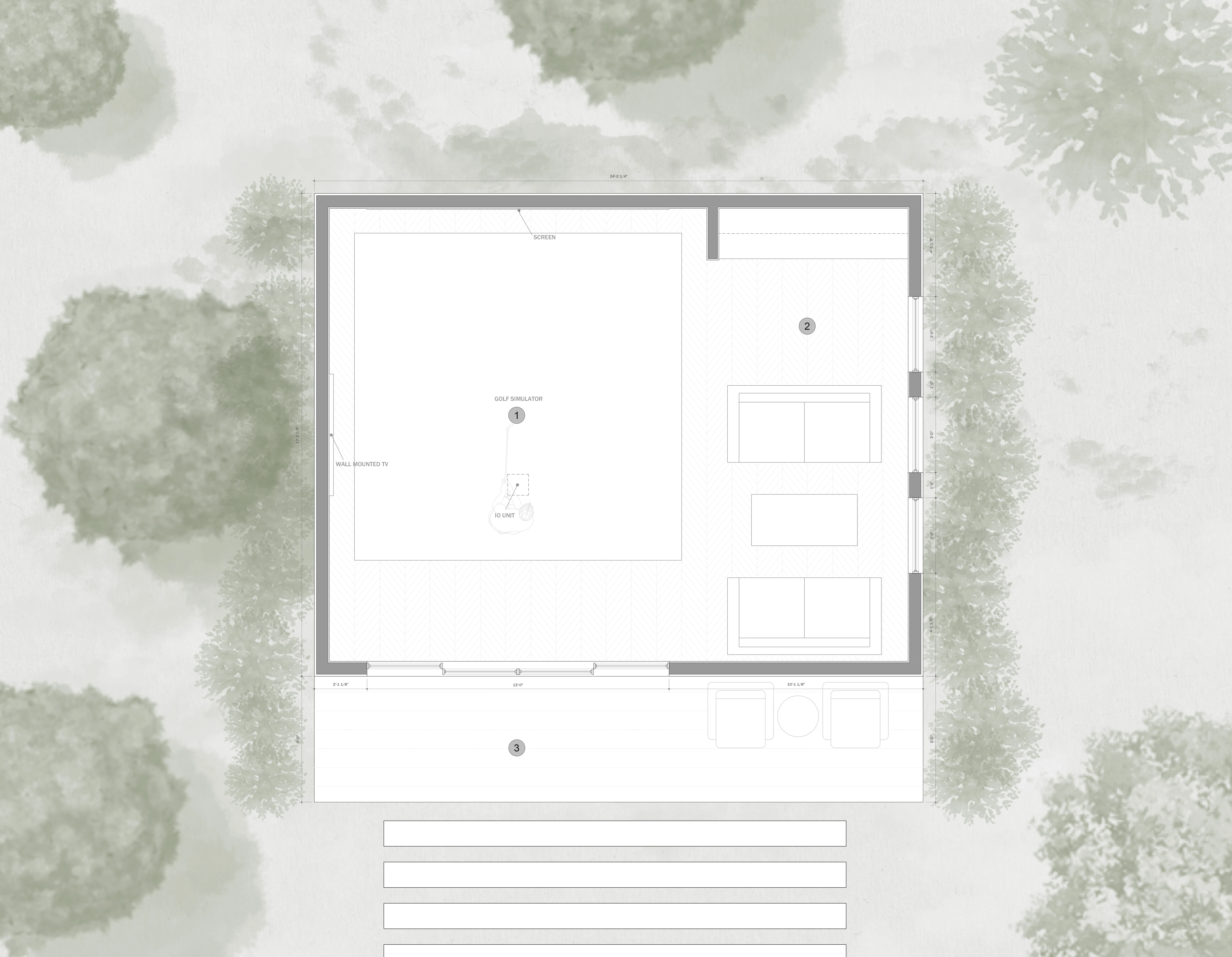 Golf simulator room floor plan