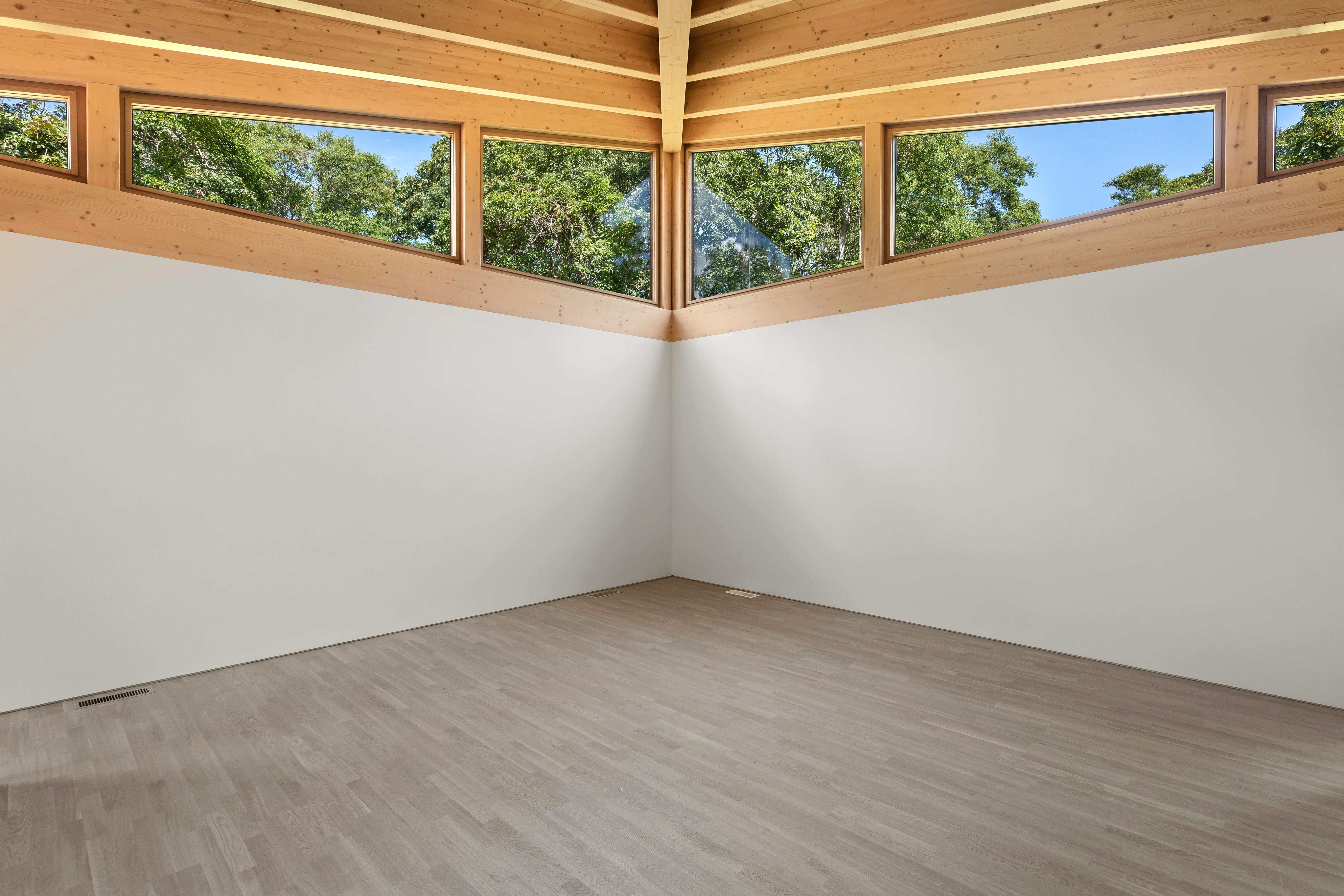 Ma’s House gallery space with natural light and timber beams