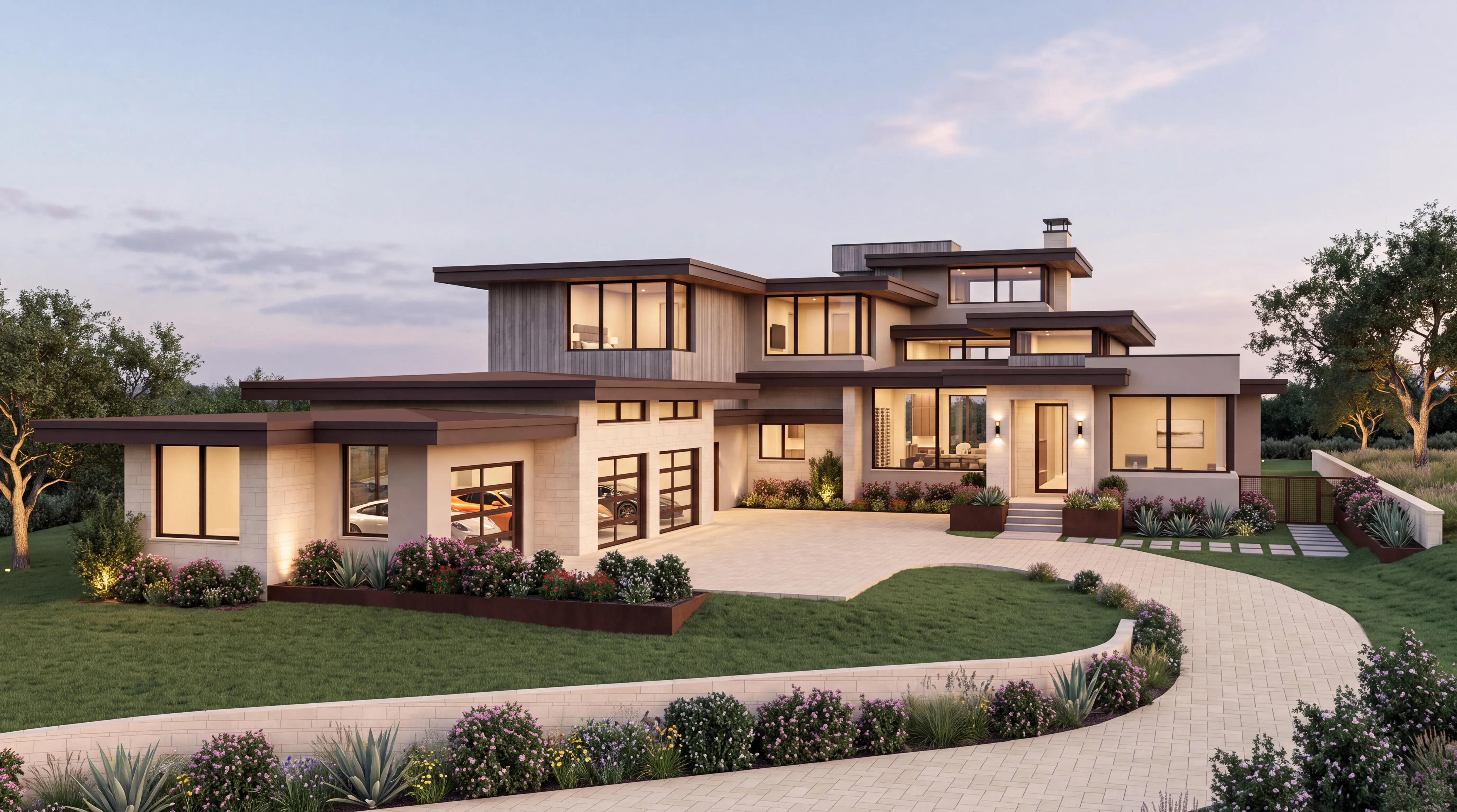  Modern Texas home with landscaped entrance and spacious garage