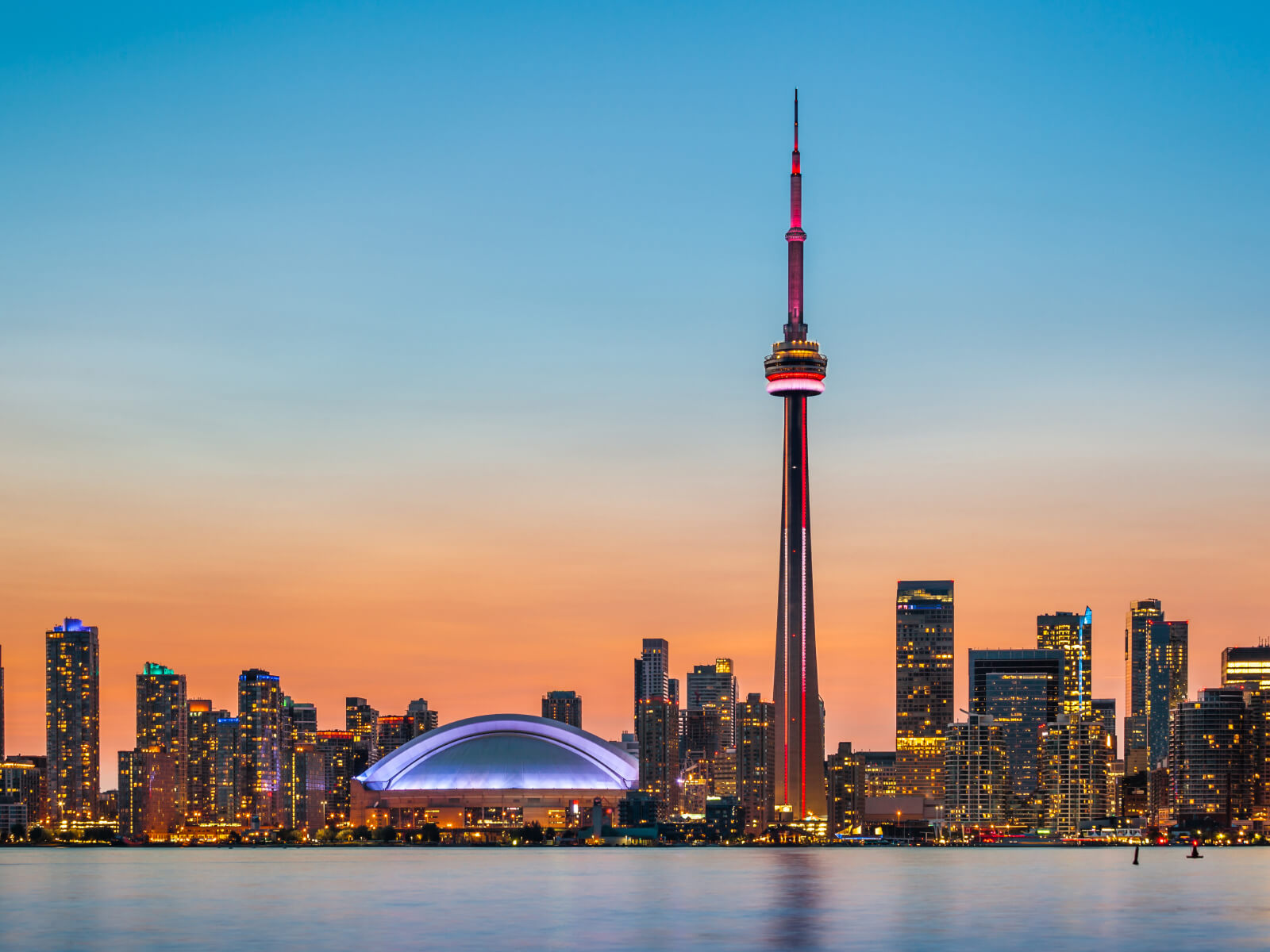 Toronto skyline at sunset