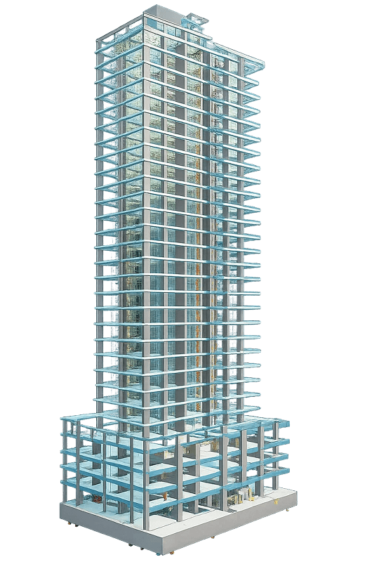 Edifício modelado em BIM com as disciplinas integradas