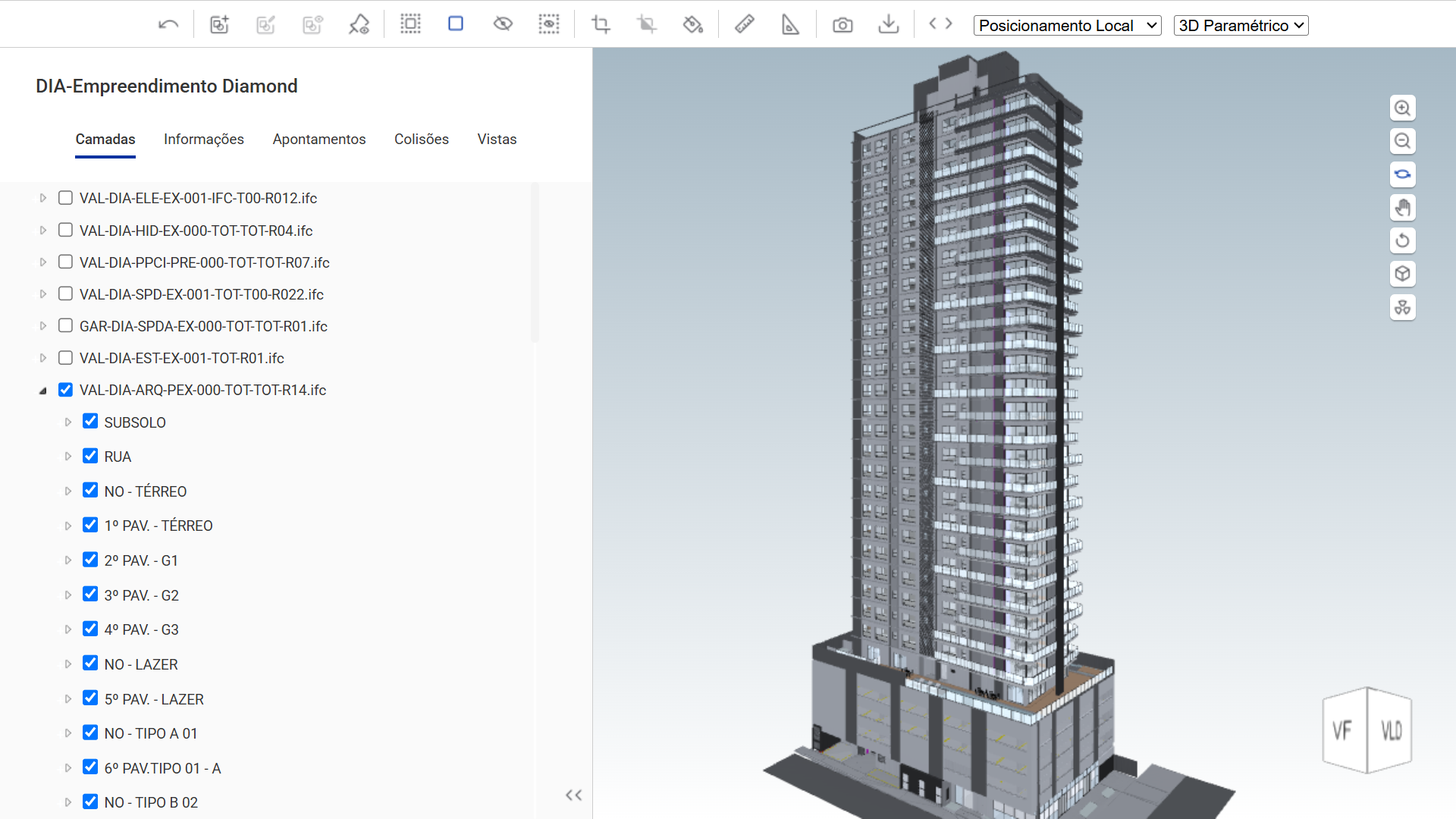 Ambiente 3D com interação ao modelo das disciplinas de projeto