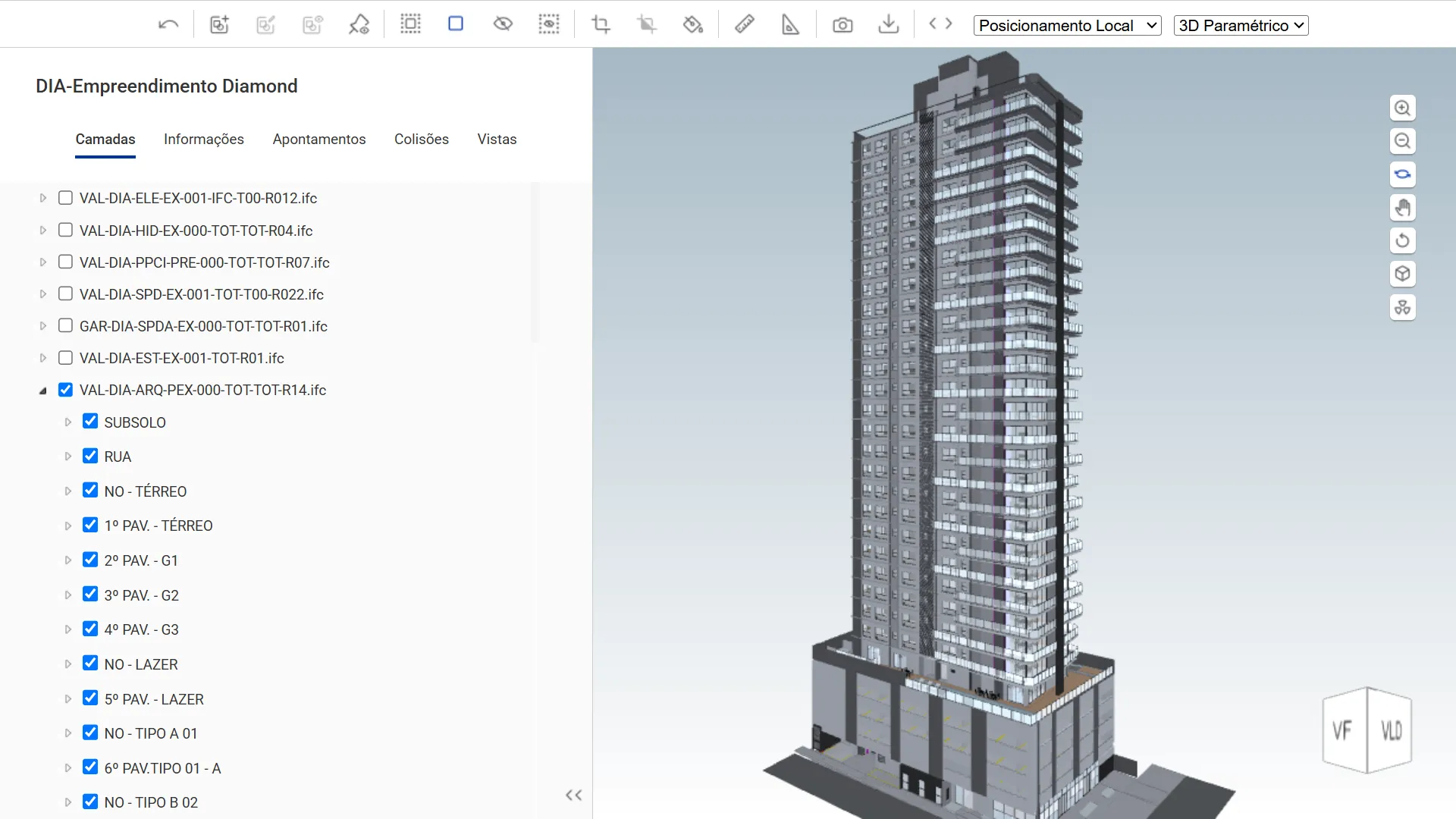 Ambiente 3D com interação ao modelo das disciplinas de projeto