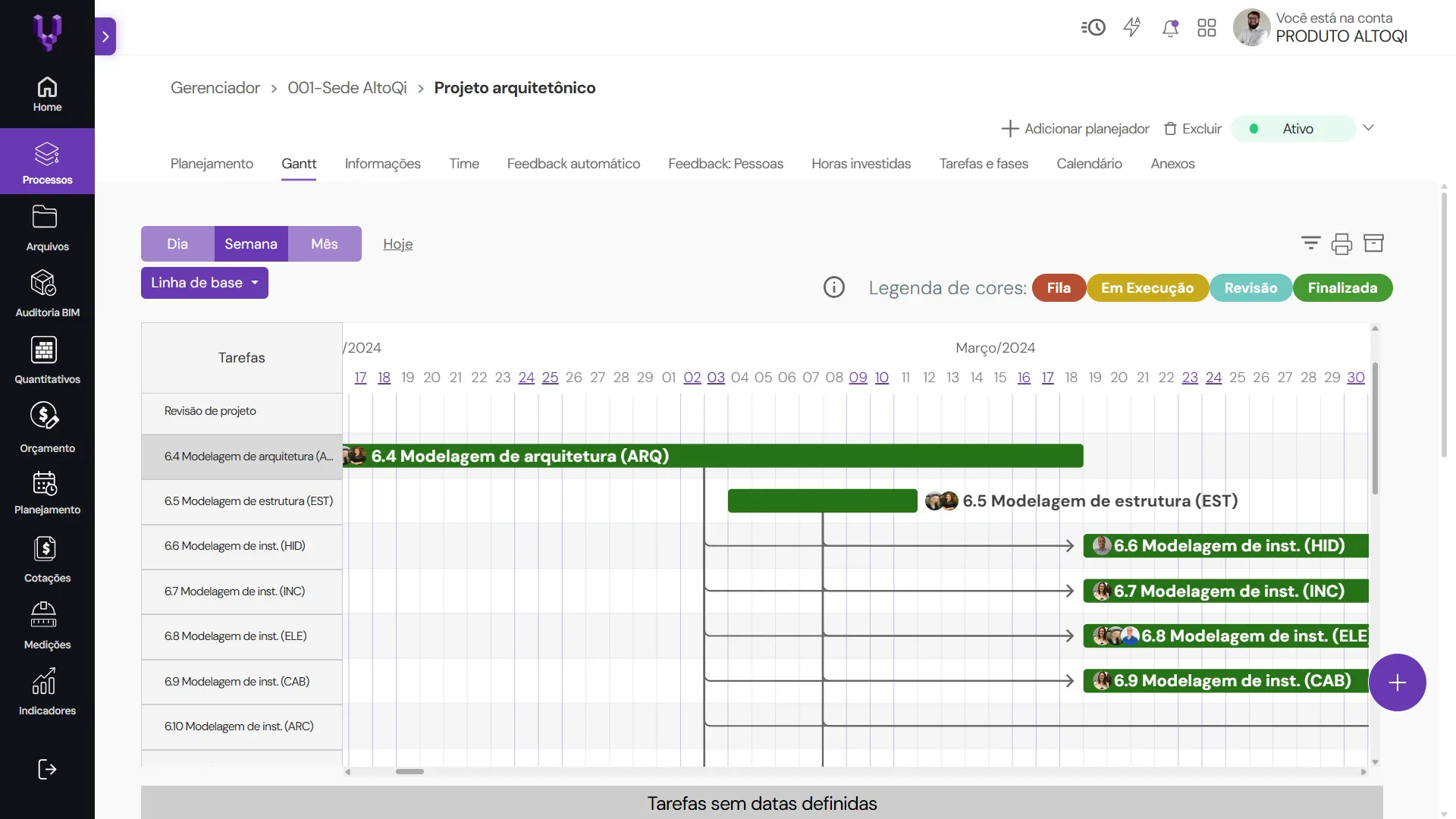 Gerenciamento e planejamento do fluxo de trabalho