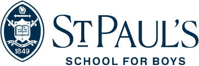 St Paul's School for Boys logo featuring a shield with crossed swords, a book, and the year 1849.