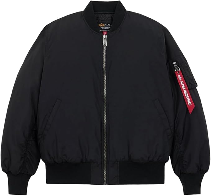 Alpha Industries MA-1 Oxford Flight Jacket Lightweight Oxford Nylon Bomber Utility Sleeve Pocket Ribbed Knit Cuffs Hem