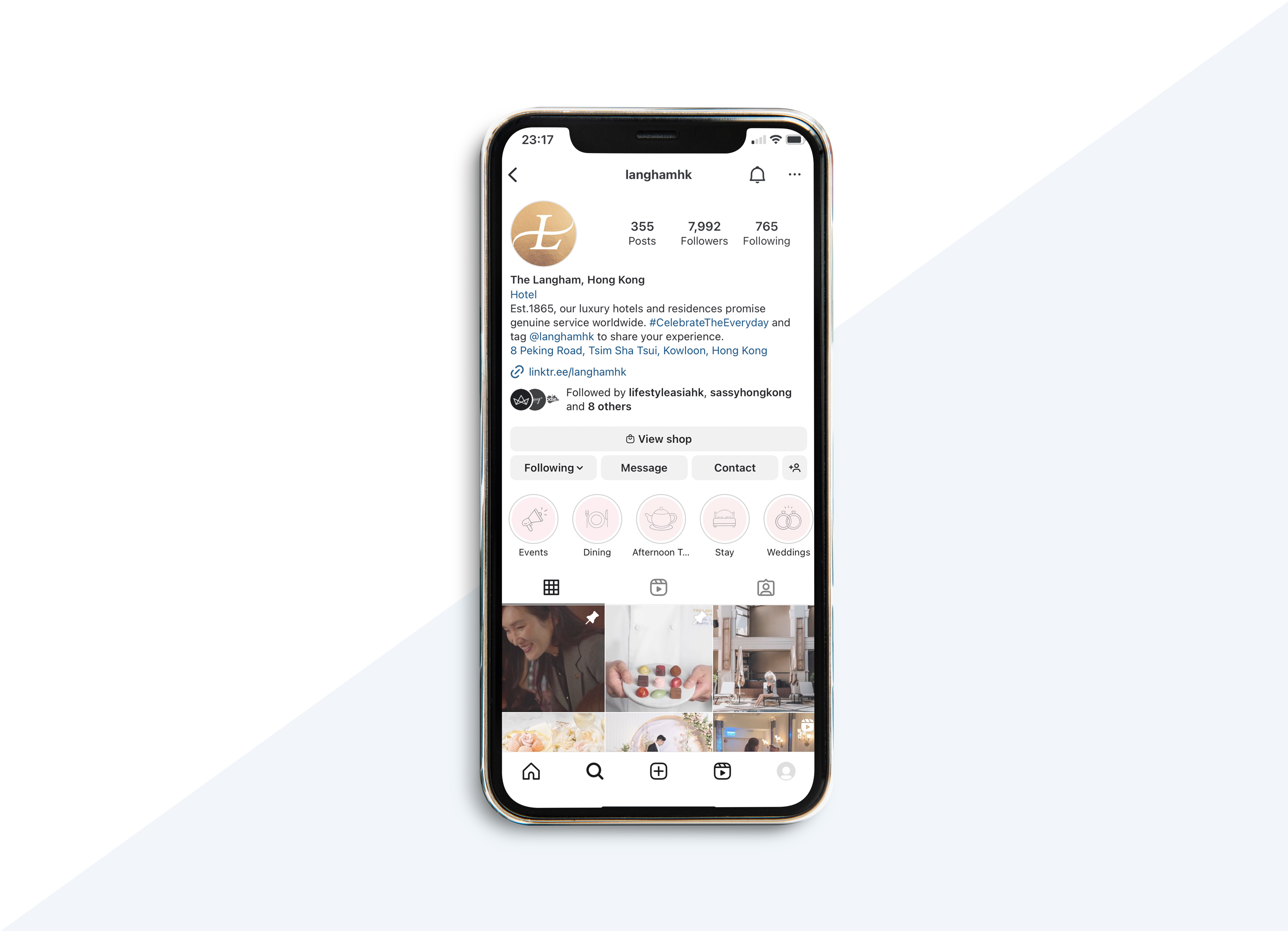 The Langham, Hong Kong Instagram Page's Main Visual