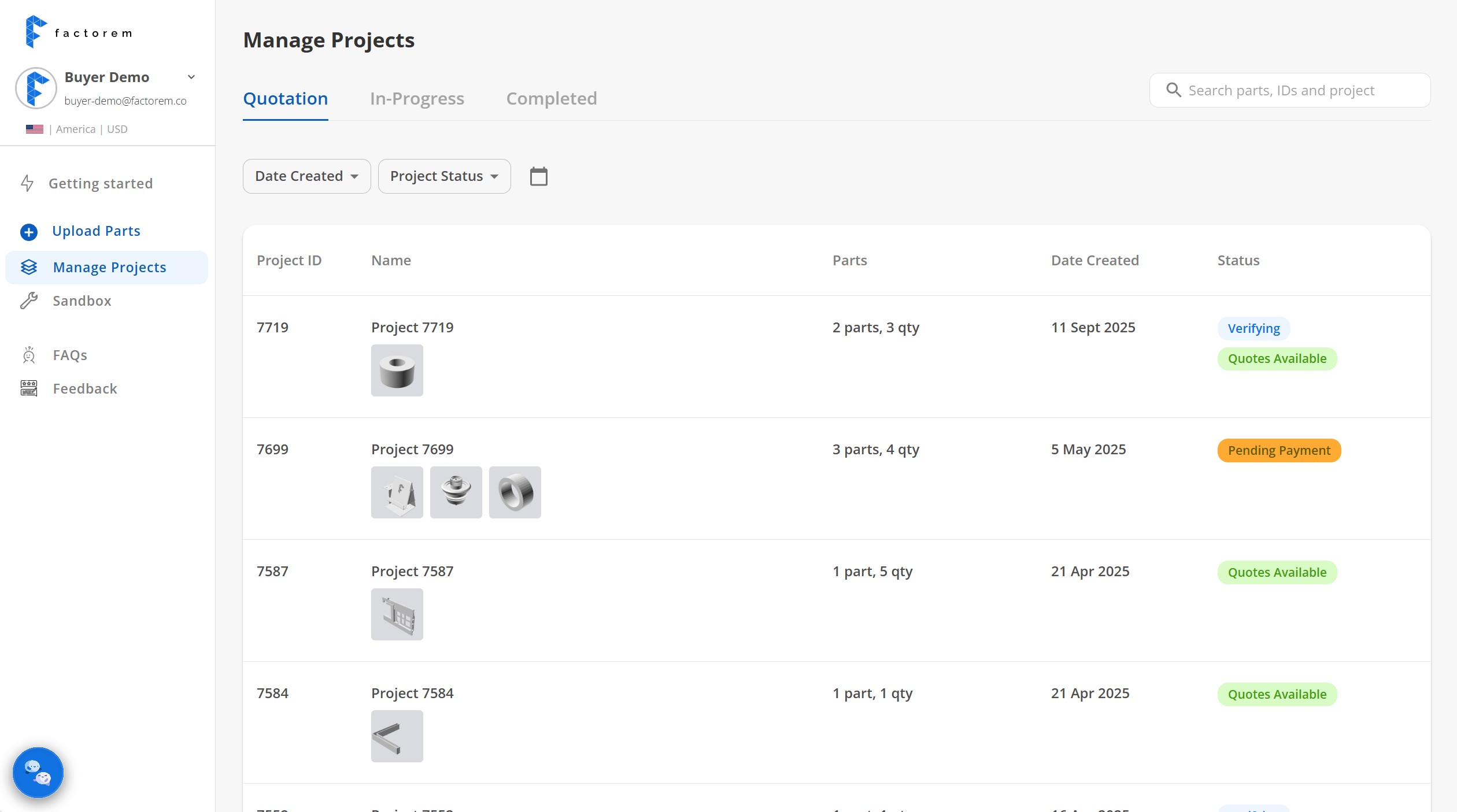 Factorem Platform - Project Management Dashboard