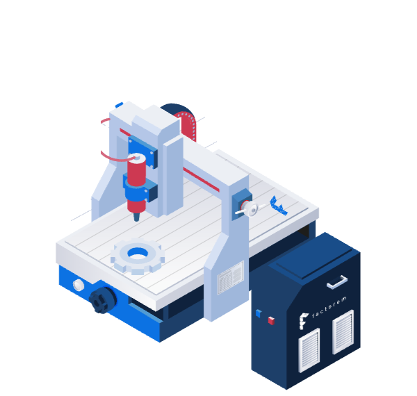 Isometric illustration of a CNC machining centre