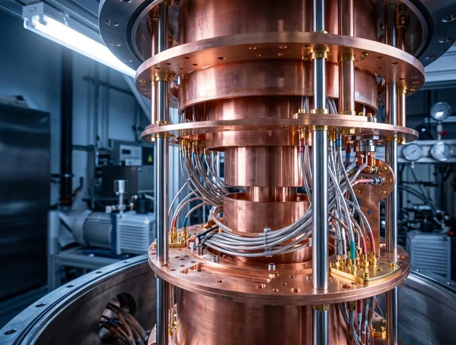 Dilution refrigerator of a quantum computer with copper stages