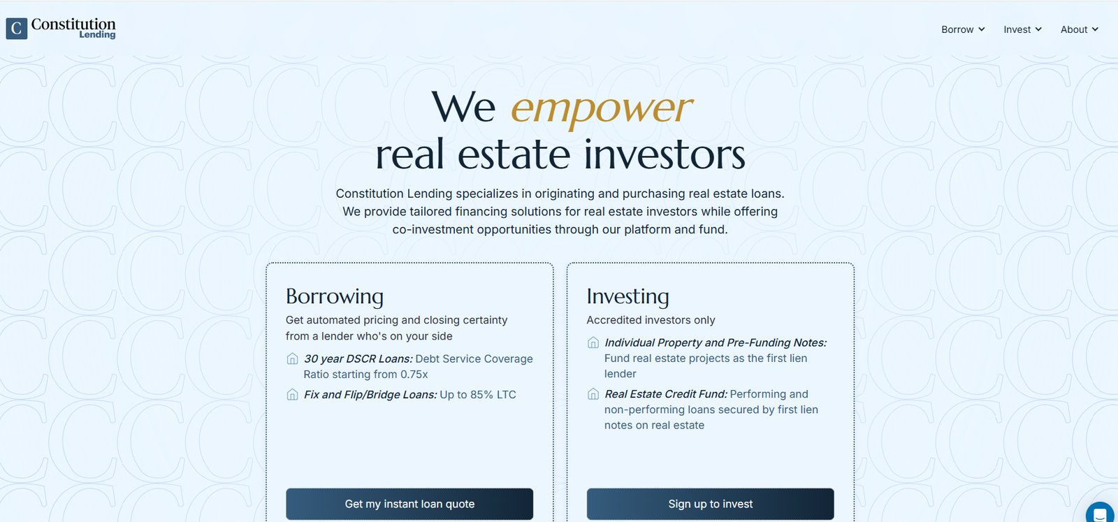 Constitution lending homepage