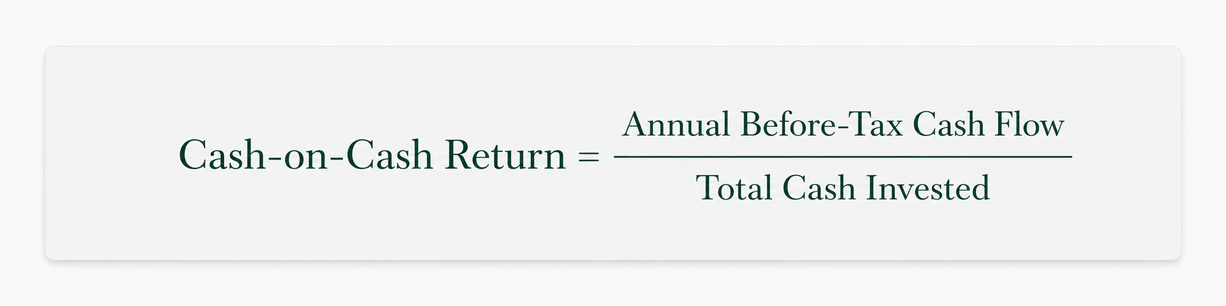 Rental Property Profit Calculator - Cash-on-Cash return formula