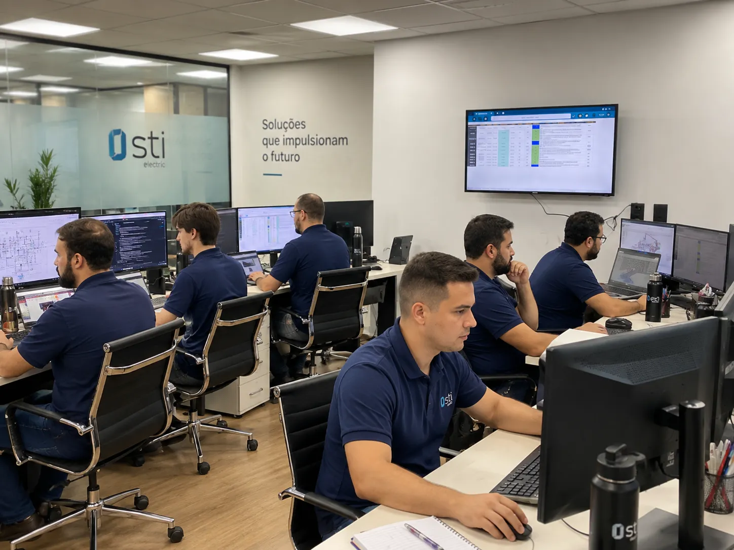 Equipe de engenharia da STI Electric