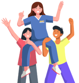 PXM Physical therapists holding another therapist on their shoulders. 