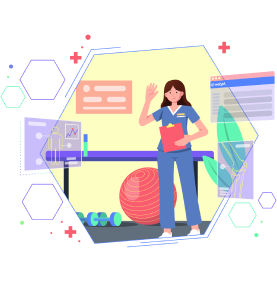WebPT's PXM Physical Therapist with her equipment