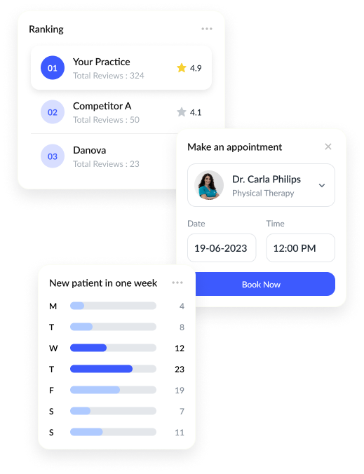 cards of marketing features in WebPT EMR software application