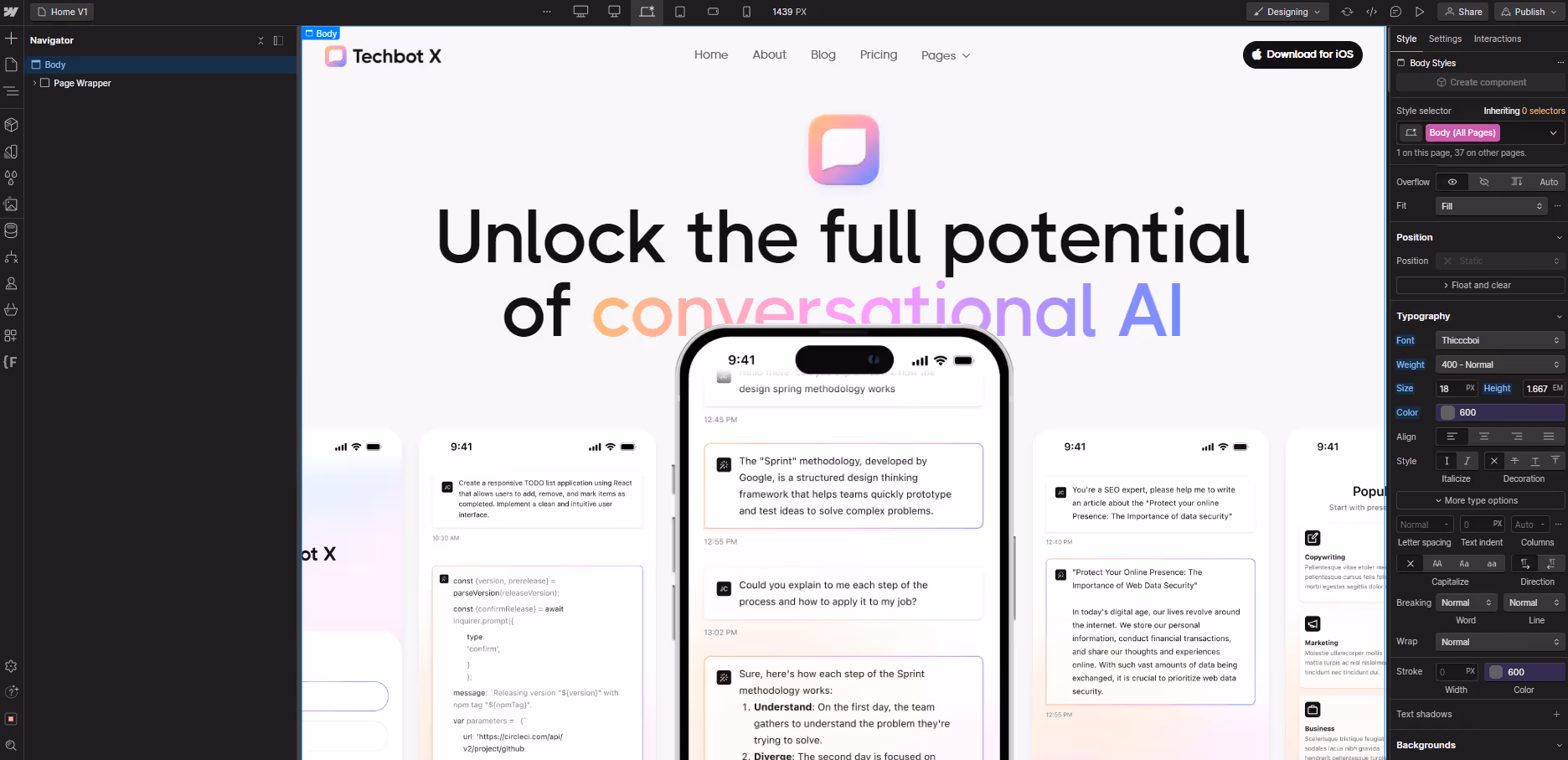 Typography - Techbot X Webflow Template