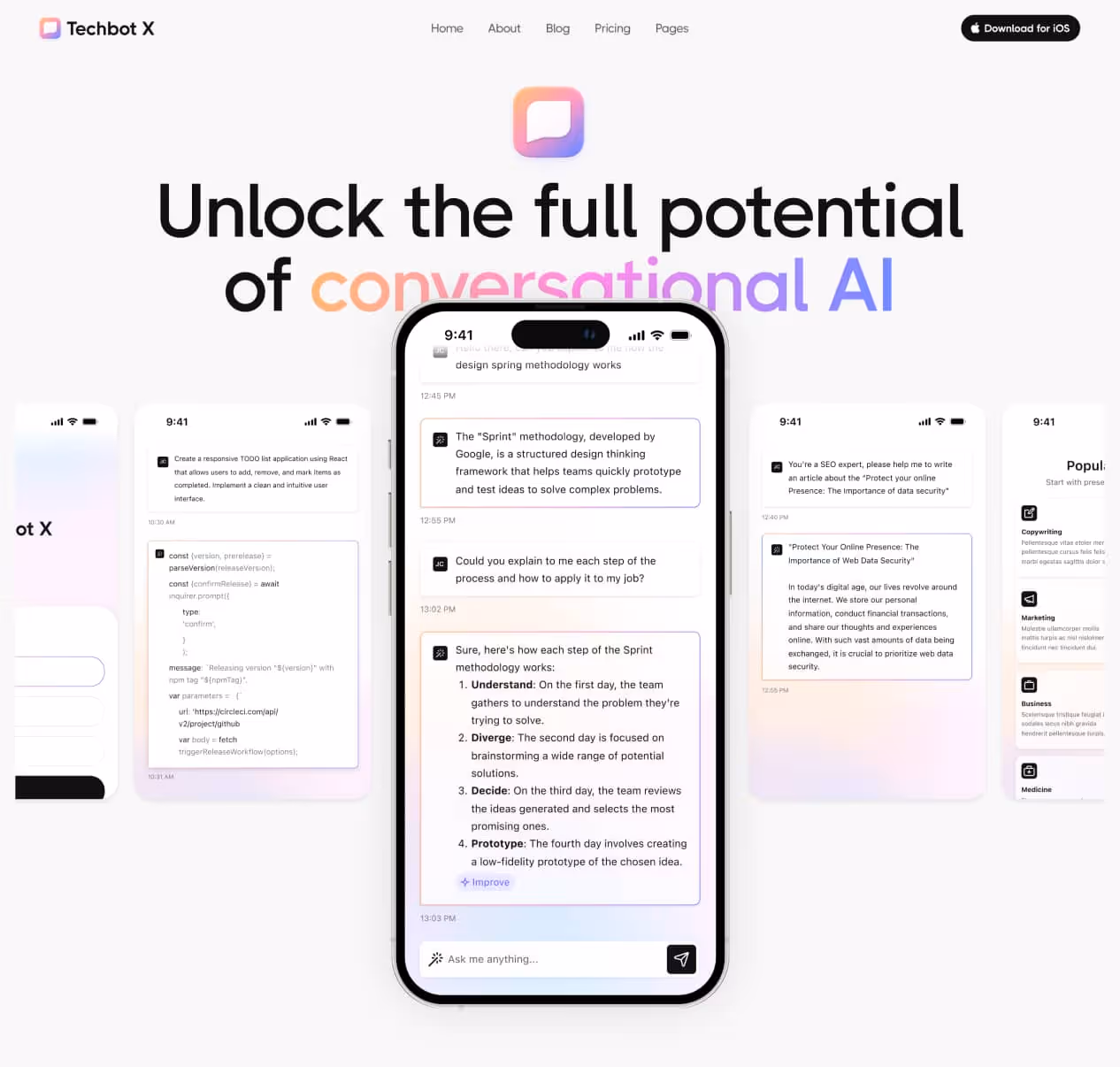 Techbot X - Home V1 Page - AI App Webflow Template